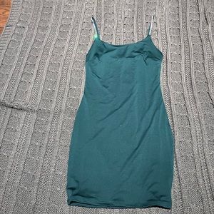 Green IRIS dress. rhinestone spaghetti straps